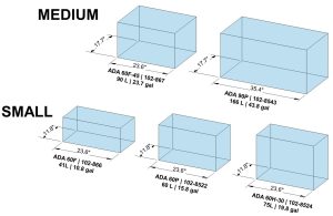 3D images of medium, rimless aquariums with various sizes and dimensions.